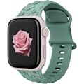 Miniatyrbilde 2 av 8: Gravert Rem for Apple Watch-reimer, iwatch-reim Kvinner, Myk Silikon Rose Blomstermønster Bånd for iWatch Series-reim Red/Cactus 38/40/41mm