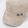 Miniatyrbilde 4 av 7: Unisex Kadett Army Caps Justerbar Flat Top Caps Vasket Bomulls Militærhatt Baseball Caps Beige
