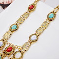 Miniatyrbilde 4 av 5: Elegant Bohemian Rose Retro Rhinestone Turkis Sølv Gull Langt Etnisk Kjede Halskjede For Kvinner B