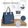 Miniatyrbilde 6 av 6: Lunsjposer for Kvinner Menn, Bærbar Isolerende Lunsjpose Vannresistent Lekkasjesikker Lunsjboks Tote Bag for Barn Jenter Gutter Voksne Blue