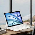 Pikkukuva 5 / 5: iPad Air 11 (2024) (M2) Bluetooth-näppäimistö Magneettinen Ripustus PC+PU Nahka Tablet-kotelo - Valkoinen Multicolor White