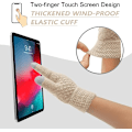 Miniatyrbillede 5 af 7: Vinterhue, Halsklæde og Handsker Sæt til Børn, 3 stk. Strikket Varmt Hæklet Tykt Fluffy Halsklæde Pom Pom Hue To Fingre Touch Screen Handsker Sæt Beige