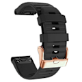 Miniatyrbillede 1 af 3: Urremme til Garmin Fenix 7s / 6s Pro / 5s Plus / Instinct 2s, vandrette stribede silikone 20mm rem med rosaguld spænde Black