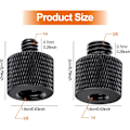 Miniatyrbillede 3 af 7: Kamera Avatar Skrue Adapter 2 STK Tråd 3/8 til 1/4 Han Adapter og 1/4 Han til 3/8 Hun Adapter Sæt til Mikrofonstativ Kamera Montering Skærm