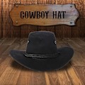 Miniatyrbild 3 av 6: Cowboyhatt Western Solhatt Faux Filt Läder Mocka Maskerad Fest Kostym Outfit Resa Utomhus Solskydd Herr Dam Black