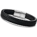Miniatyrbillede 1 af 4: Flettet læderarmbånd mænds armbånd trendy uden stålspænde. 1 stk, sort