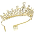 Miniatyrbilde 2 av 5: Tiara krystallkrone med strasskam, egnet for brudekrone, bryllup, skoleball, barnekrone, prinsessekrone