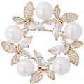 Miniatyrbillede 1 af 5: Perleblomst Broscher Pins Mode Perle Rhinestone Blomsterbrosche til Brud, Galla, Brudekrans Brosche Sjal Spænde Nål