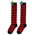 Pikkukuva 1 / 5: Uudet syksyn ja talven lasten joulusukat, söpöt pehmolelusukat, polvisukat, raidalliset sukat, sarjakuvahahmosukat Red Black Thin Christmas Trees