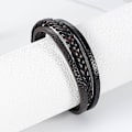 Miniatyrbillede 3 af 6: Læderarmbånd til mænd i brun, ko-læder ægte unisex manchet wrap armbånd multi-lag magnetisk spænde reb håndledsrem til mænd og kvinder