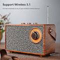 Pikkukuva 3 / 5: Retro FM-radio, Kannettava Puinen Bluetooth-radio, Bassokaiutin, Handsfree MP3-soitin, Tukee USB/TF-korttia