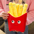 Miniatyrbild 7 av 7: Gosedjur, tecknad pizza pommes frites design soffkudde stoppad plyschdocka A 30cm