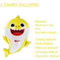 Miniatyrbild 7 av 8: Shark Helium Ballonger 24 tum, 5 st Shark Family Ballonger för Sea World Shark Baby Tematiska Födelsedagsdekorationer Baby Shower Festtillbehör