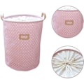 Miniatyrbilde 4 av 5: Sammenleggbar rund kleskurv for barn med håndtak for soverom (rosa)