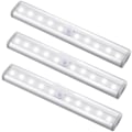 Pikkukuva 1 / 3: Liiketunnistimella varustettu valopalkki (10 LED, 3 kpl) - Langaton vaatekaapin lamppu