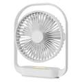 Lille Støjsvag Ventilator, USB Ventilator med Natlys, til Soveværelse Kontor - Hvid