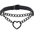 Miniatyrbild 1 av 6: Punk Goth PU Läder Choker Halsband med Hjärthänge Berlocker Choker för Kvinnor Män G