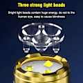 Miniatyrbilde 3 av 6: Tre-øyd Monster Mini Lommelykt - Høy Lumen Oppladbar Lommelykt - Super Lyssterk 9000 Lumen LED Lommelykt - 5 Moduser, 10 Timer Kjøretid Silver