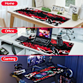 Miniatyrbillede 2 af 7: Gaming Mousepad, Udvidet Mousepad 800 x 400 mm, Computer Tastatur Mouse Mat Desk Pad med Skridsikker Gummibund og Syet Kant til Gaming Arbejde Black Red XXL