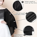 Miniatyrbillede 3 af 4: Gennemsigtig Chiffon Cape, Bløde Capes til Kvinder, Letvægts Sjaler og Wraps til Festkjole, Sort