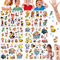 Pikkukuva 1 / 5: Paw Patrol -tatuoinnit, 6 arkkia tatuointeja, vedenpitävät väliaikaiset tatuoinnit lapsille, joululahja lapsille, syntymäpäivälahja, juhlakoristelu