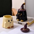 Miniatyrbillede 4 af 5: Tekop, Keramik 11oz Halloween Kaffeekop med Låg - Venlig Spøgelse