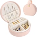 Miniatyrbilde 1 av 7: Mini Smykkeskrin Organizer, Reise Smykkeskrin for Kvinner Liten PU Lær Smykkeoppbevaringsveske med Glidelås Bærbar Smykkegaveeske Bright Pink