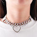 Miniatyrbild 2 av 4: Punk Goth PU Läder Choker Halsband med Hjärthänge Berlocker Choker för Kvinnor Män E