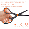 Pikkukuva 4 / 5: Premium Teflon-pinnoitetut tarttumattomat ruostumattomasta teräksestä valmistetut saksenkahvat - Tukevat sakset askarteluun, kouluun, toimistoon, taiteeseen ja ompeluun
