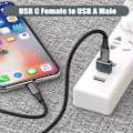 Miniatyrbild 3 av 6: 3-pack USB C-adapter, Typ C hona till USB A hane laddningskabelkonverterare för Apple Watch Ultra iWatch Series 8 7 9, iPhone 11 13 14 16 Plus Max Pro