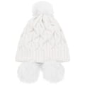 Miniatyrbillede 2 af 5: Vinterhue til kvinder, strikket med pompon, vindtætte øreklapper White