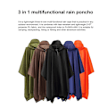 Miniatyrbillede 3 af 5: Regnkappe 3 i 1 Regnponcho Vandtæt Poncho Voksen, Genanvendelig Regnponcho Voksen Vandtæt Poncho grey