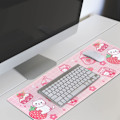 Miniatyrbillede 4 af 6: Kawaii Gaming Mousepad til Skrivebord, Udvidet Stor Kat Jordbær Mælk Mousepad, Pink Mousepad XL, Sød Mousepad Anime