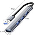 Pikkukuva 3 / 6: Kompakti ja monipuolinen 4-porttinen USB-keskitin, musta