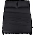Miniatyrbilde 1 av 5: 4-delt sengesett 150x200 - Børstet mikrofiberpolyester - Laken, overflate og 2 putetrekk (Svart)