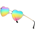 Miniatyrbilde 1 av 5: SDIGV Polariserte Hjerte Solbriller for Kvinner Mote Nydelig Stil Metallramme UV400 Beskyttelse Linse Gold Rainbow Mirror