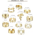 Miniatyrbilde 2 av 5: 18K Forgylte Ringe for Kvinner Rustfritt Stål Statement Ringe Pakke Stablebare Boho Midi Ringe Justerbar Åpen Ring Band Twisted Signet Ringe Gull