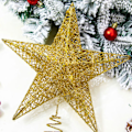 Miniatyrbillede 2 af 5: Juletræsstjerne, glitrende stjernetoppe i guld