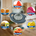 Miniatyrbilde 5 av 7: Eggedeler med rustfritt ståltråd, multifunksjonell eggekutter for jevn kutting av kokte egg, skinke, banan og jordbær Blue