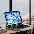Miniatyrbillede 5 af 5: Bluetooth Tastatur Magnetisk Suspension PC+PU Læder Tablet Etui til iPad Air 11 (2024) (M2) - Grøn Multicolor Green