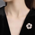 Miniatyrbillede 3 af 5: Perleblomst Broscher Pins Mode Perle Rhinestone Blomsterbrosche til Brud, Galla, Brudekrans Brosche Sjal Spænde Nål
