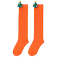 Miniatyrbillede 1 af 5: Nye efterårs- og vinterbørns julestrømper, søde plysdukkestrømper, knæstrømper, stribede strømper, tegneseriedukkestrømper 14 solid orange Christmas tree