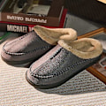 Miniatyrbillede 3 af 3: Mænds Hukommelsesskum Clog Tøfler Behagelige Håndlavede Stitch Microsuede Slip-on Hjemmesko Med Buestøtte Varmt Kunstigt Pelsforet Gummibasis Indendørs Udendørs 44-45EU