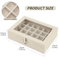 Miniatyrbild 2 av 4: Smyckeskrin Smyckesorganisatör för Ring Örhänge Halsband Smyckesvisningslåda Förvaringslåda Smyckesutställning med Lock Beige 24 grid
