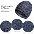 Miniatyrbilde 2 av 5: Vinter Unisex Beanie Hatt, Skjerf og Hansker Sett, Elastisk Strikket Hatt Langt Skjerf Berøringsskjermhansker Med Tykk Fleece Innerfôr for Menn og Kvinner Navy