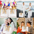 Miniatyrbild 5 av 7: Presentpåsar för presenter, presentpåsar i papper med rosettband, presentpåsar för bröllop, brudtärnor, födelsedag, fest, firande, 12,6 x 9,8 x 3,9 tum white-gold