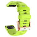 Miniatyrbillede 1 af 3: Urremme til Garmin Fenix 7s / 6s Pro / 5s Plus / Instinct 2s, vandrette stribede silikone 20mm rem med rosaguld spænde Green