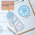 Miniatyrbillede 8 af 8: 2 stk. Multifunktionel Geometrisk Lineal Plast Cirkel Tegneværktøj Tegne Skabeloner Klar Grafisk Design Værktøjer