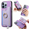 Pikkukuva 1 / 5: B5 iPhone 16 Pro Max -kotelo 2-in-1 Magneettinen Irrotettava Korttipidike Nahka+TPU Puhelin Kotelo - Purppura Purple
