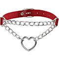 Miniatyrbild 1 av 3: Punk Goth PU Läder Choker Halsband med Hjärthänge Berlocker Choker för Kvinnor Män B